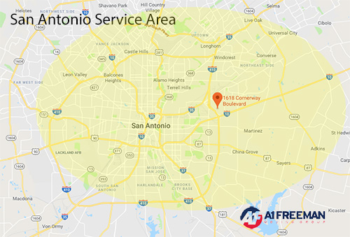 A-1 Freeman San Antonio Movers Service Area Map
